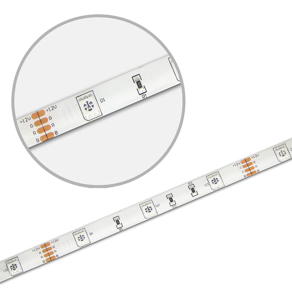 Hochwertiger, flexibler LED-Streifen von Isoled in brillantem Silber RGB Farbton, spritzwassergeschützt dank IP66 Einstufung