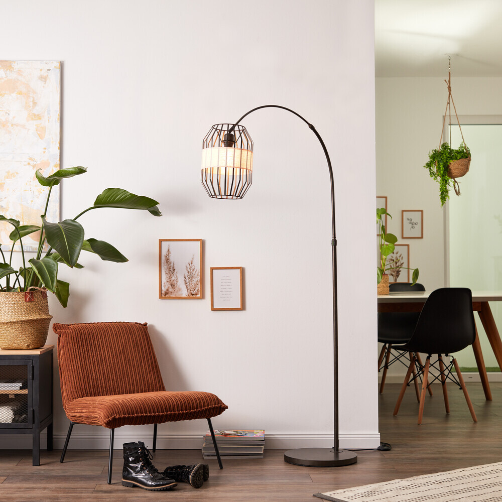 Schicker 1.5m Bogenstandleuchte in schwarz natur von Brilliant