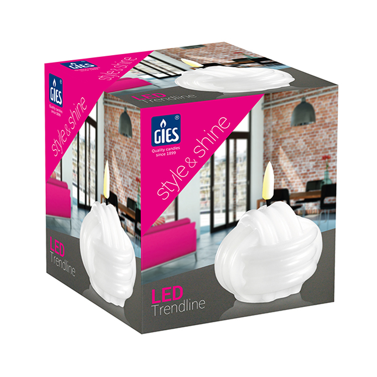 Gies 208-275016-10 LED-Kerze "Verdrehte Kugel" weiß