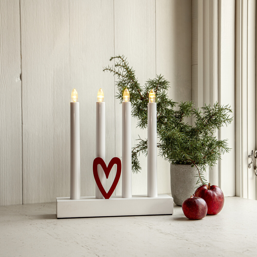Leuchter "Hilma" 4-flammig, Holz, weiß, Kerze, 0,09W, warmweiß, L220mm, 139-06