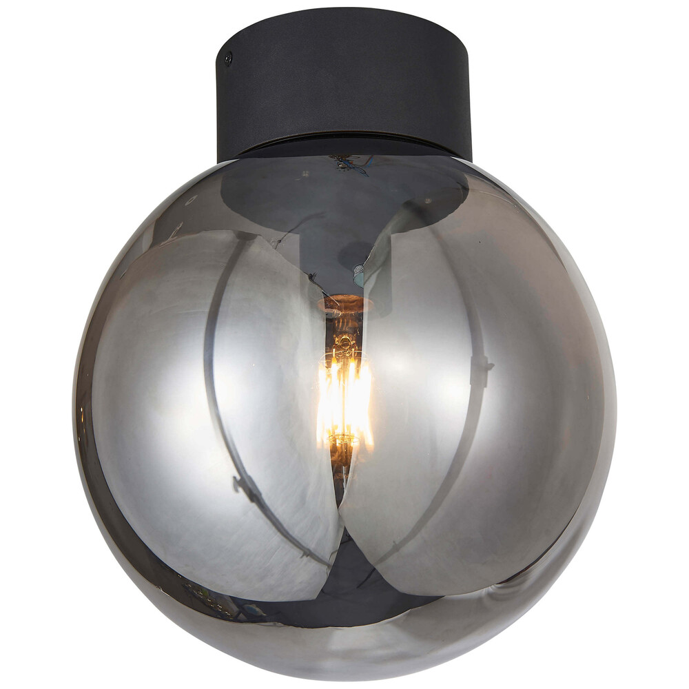 Schwarzer Deckenstrahler von Brilliant mit elegantem Rauchglas