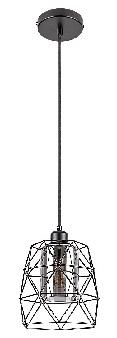 Pendelleuchte 1 Spot Emrys 72111, E27, Metall, schwarz-grau, rund, Industriell, ø200mm