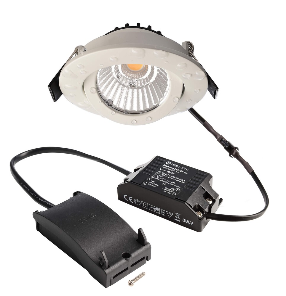 Einbaustrahler Dione IP44 Aluminium weiß / weiß 8,5W 800lm neutralweiß dimmbar 36° IP44, 565398